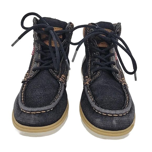 Levis 501 Boys Denim Hi Top Sneaker Size 2 Great Shape - Picture 3 of 10